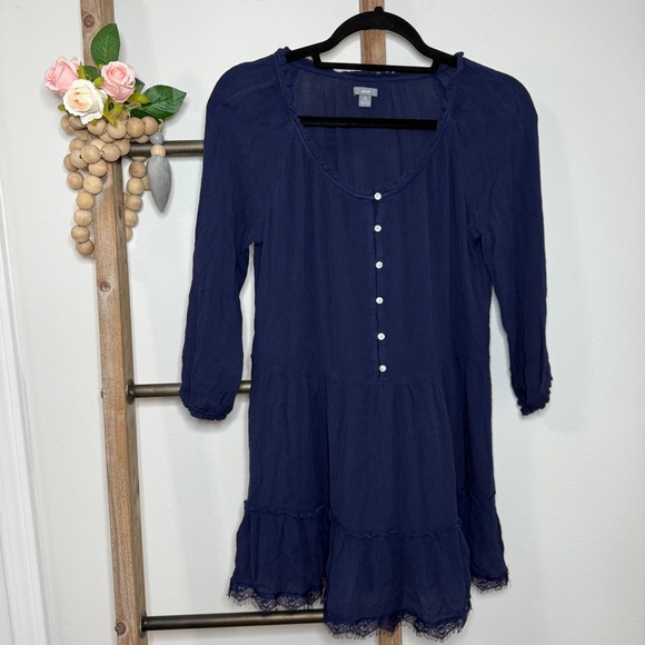 aerie Dresses & Skirts - Aerie Blue Long Sleeve Peasant Mini Dress Size X Small